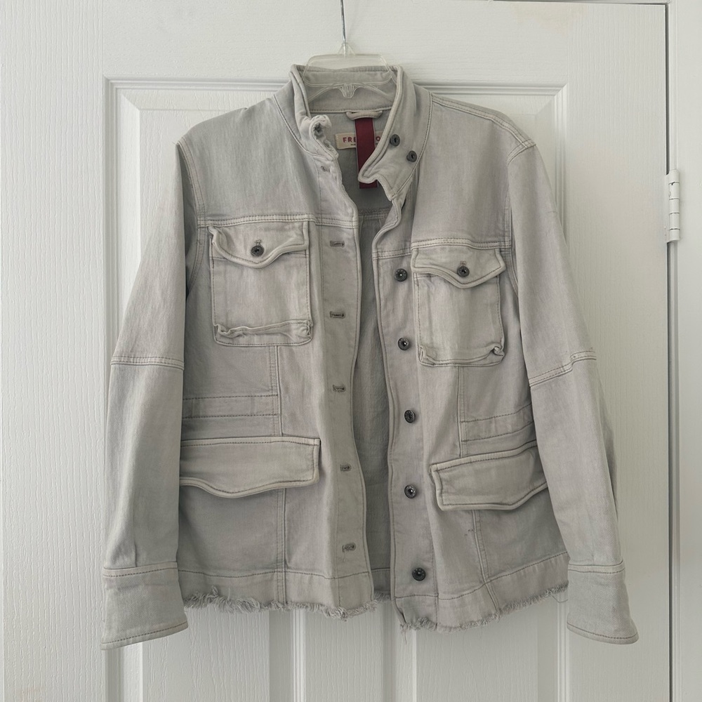 Free People Oversized Military Denim Jacket